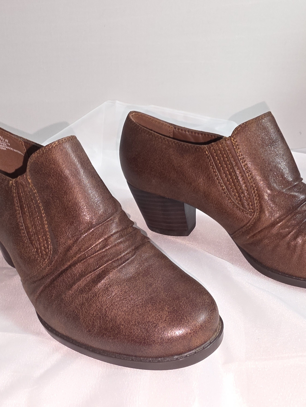 BareTraps Brown Leather Heeled Slip-On Booties